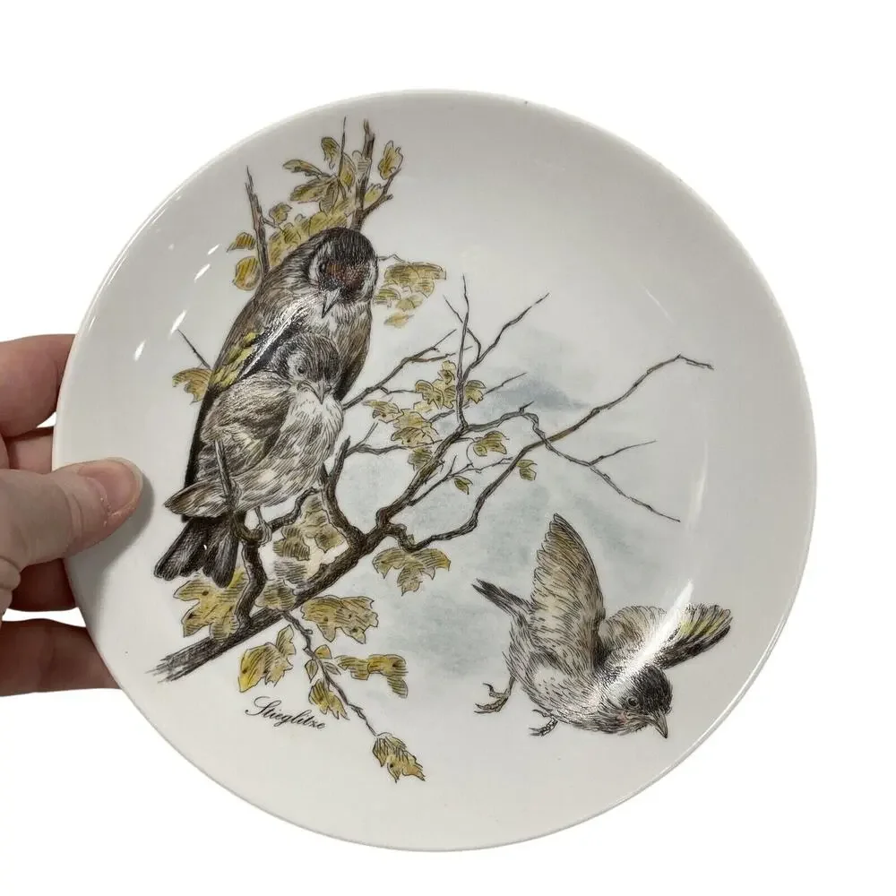 Vintage Kaiser W Germany Fine Porcelain Nature Bird Plate Stieglitre Goldfinch
